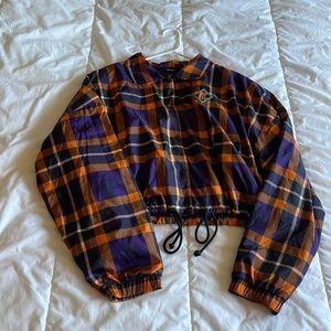 Plaid Cropped Windbreaker